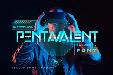 futuristic font pentavalent cover virtual reality