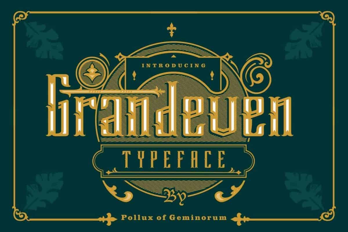 Grandeven Victorian Vintage Display Font Preview for Branding and Logo Design