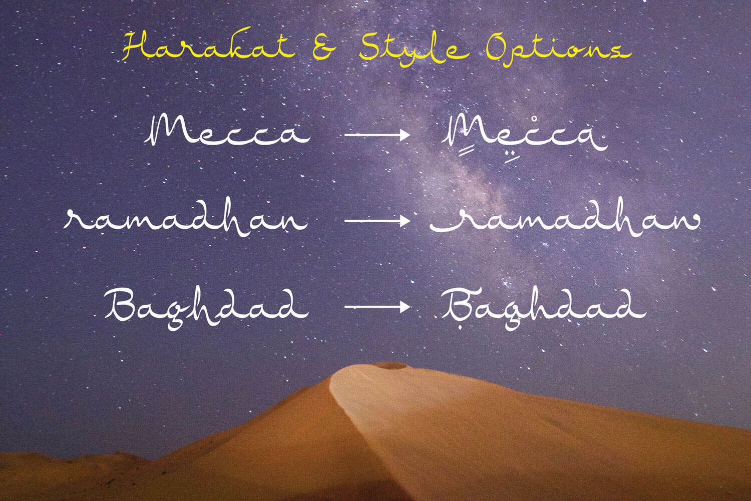 Rasyideen Arabic Style Ethnic Font Preview for Middle East Product Packaging