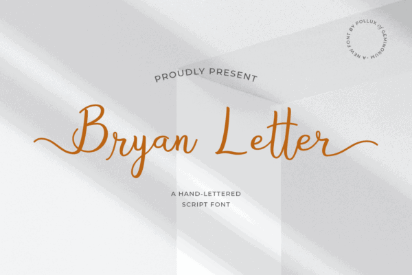 Bryan Letter Elegant Script Font Preview for Cosmetic Logo and Branding