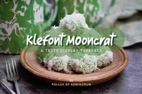 Klefont Mooncrat tasty display font for food packaging and menu design