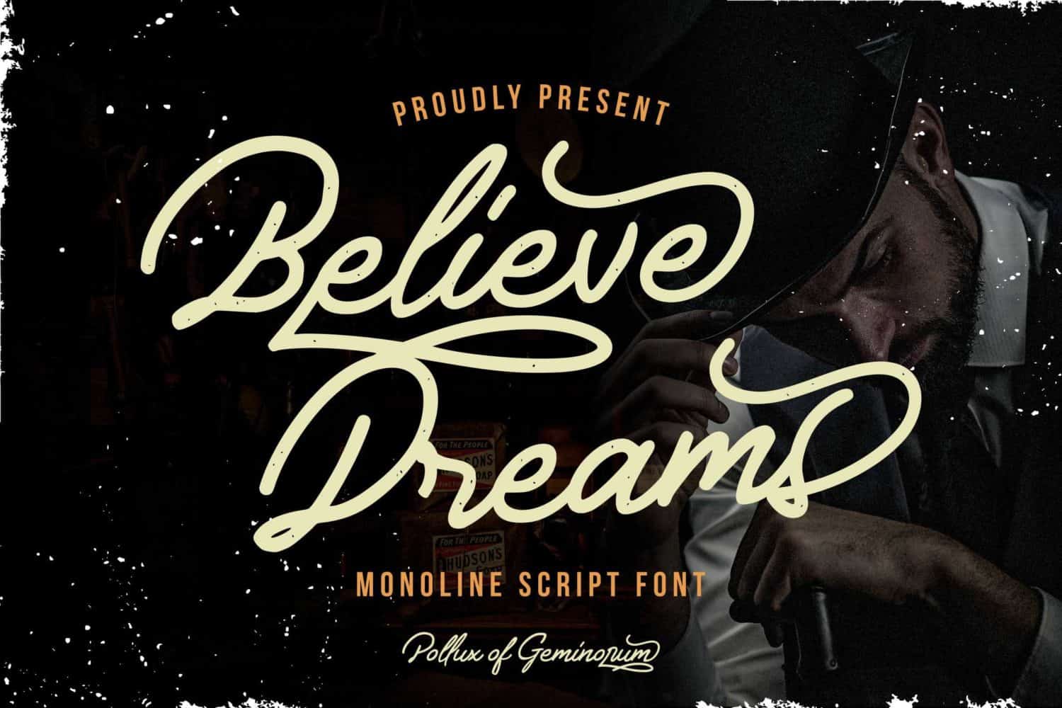 Believe Dreams Monoline Script Font Preview for Vintage Logo and Quote Design
