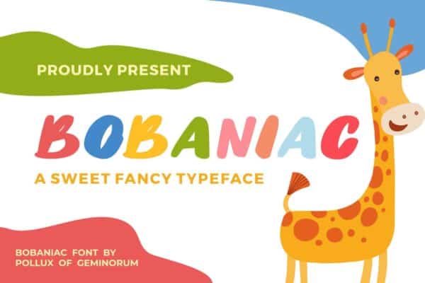 Bobaniac playful fancy kids font for food packaging and t-shirt design
