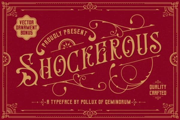 Shockerous Victorian vintage font preview for pomade and book cover branding