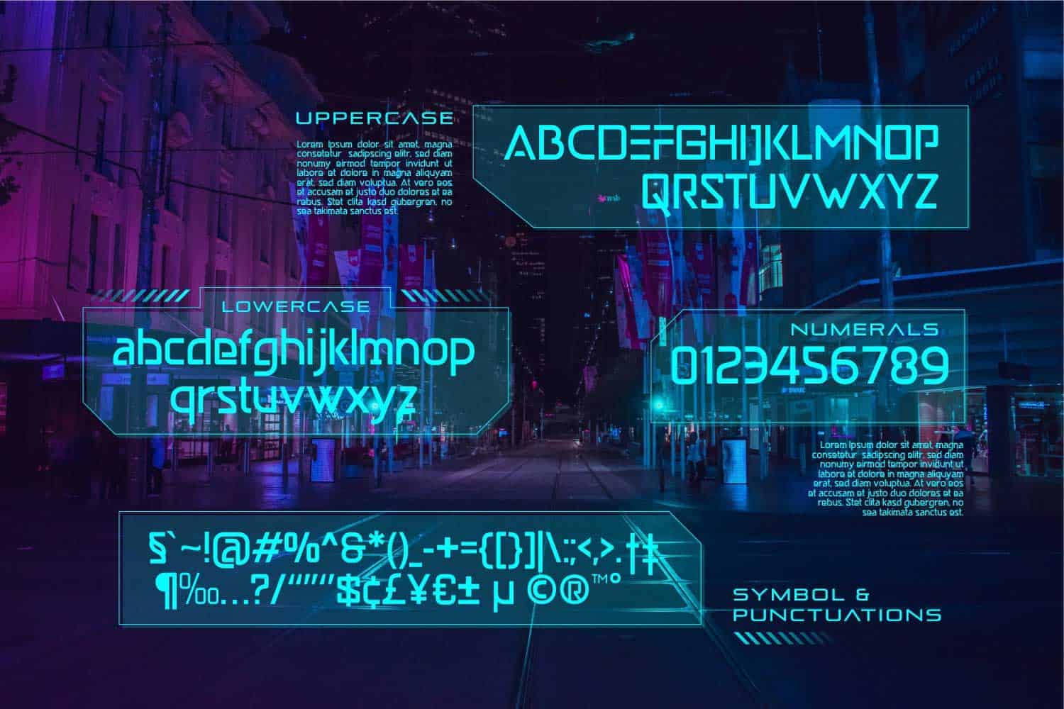 futuristic font pentavalent characters screen