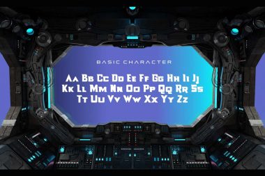 futuristic font terrestrials planet galaxy spaceship characters