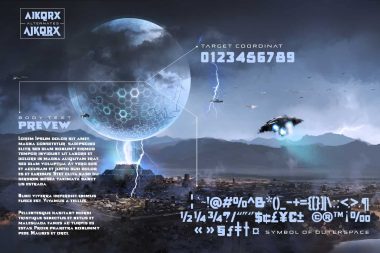 futuristic font terrestrials planet galaxy spaceship