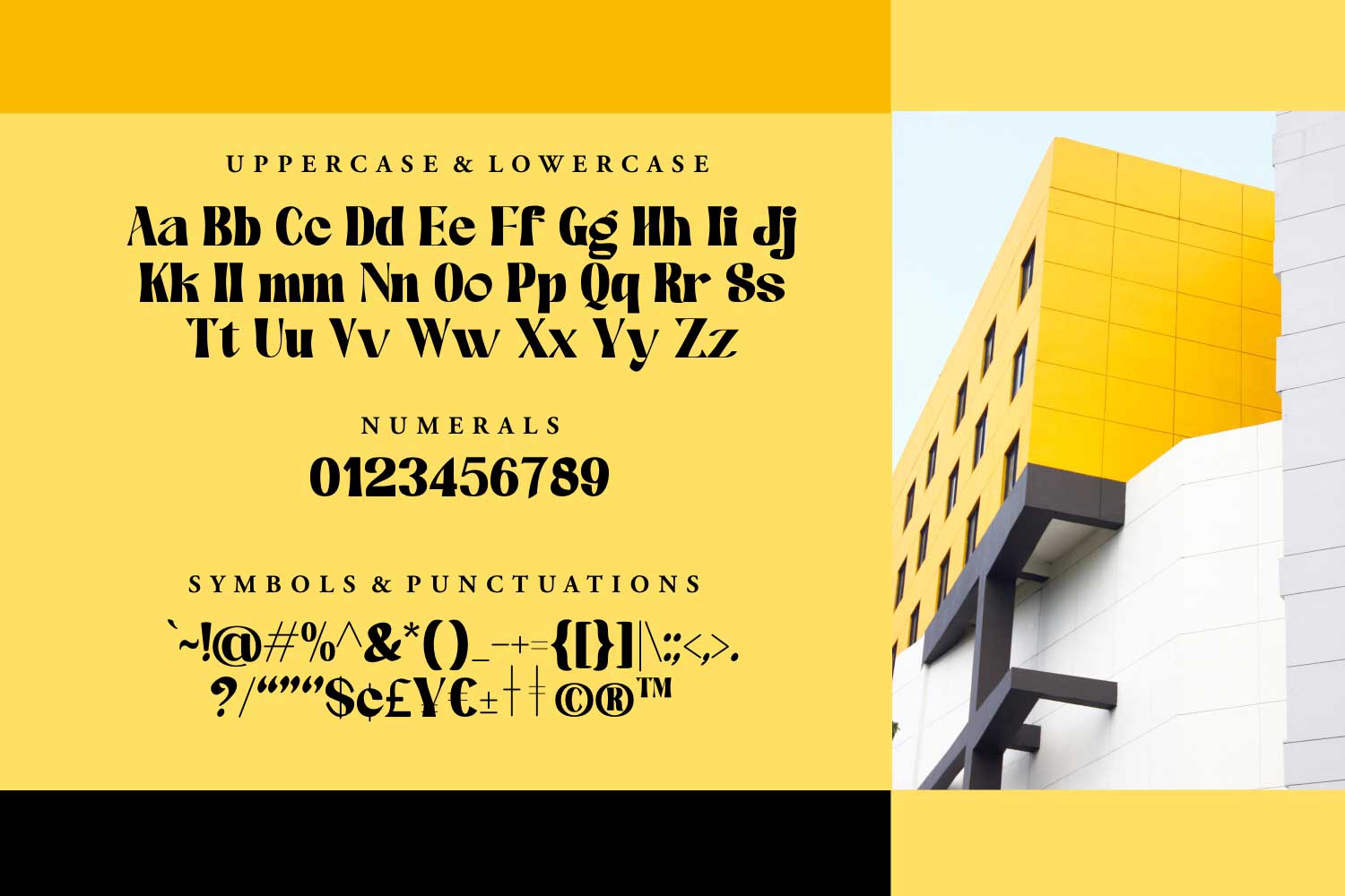 bold font megalot building yellow