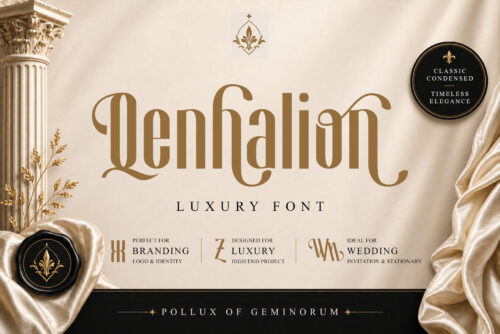 Qenhalion Classic Condensed Luxury Font Preview for Perfume Branding